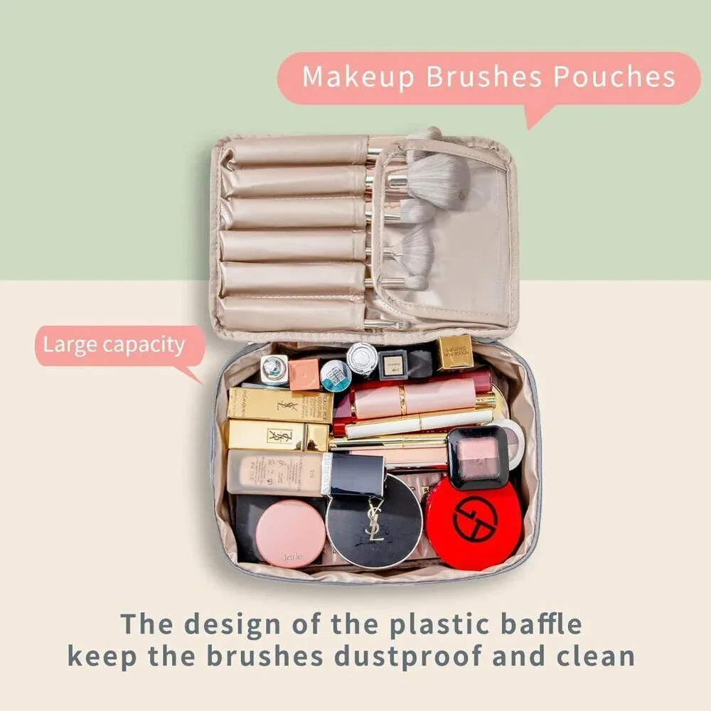 Women GreyTravel Makeup Bag Cosmetic Bag Makeup Bag Toiletry bag
